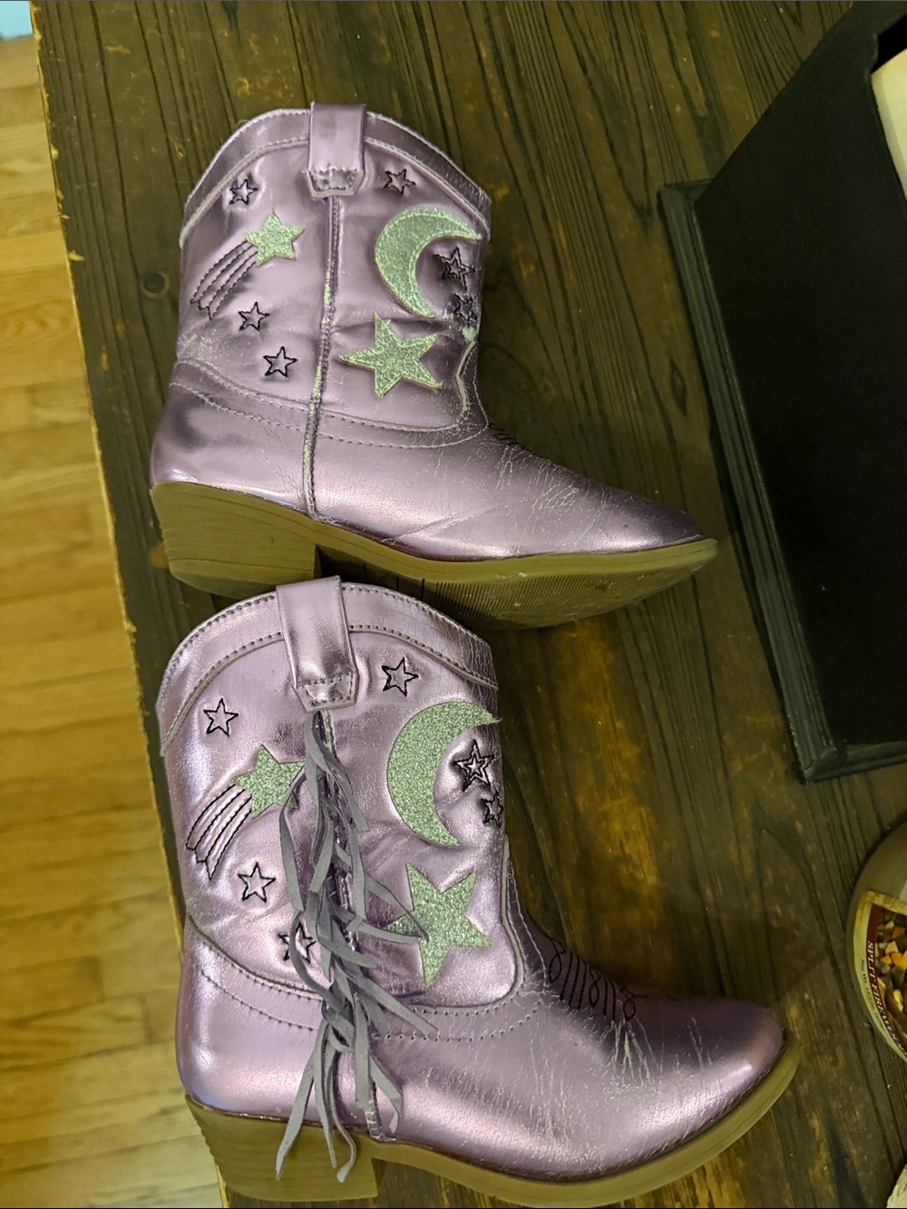 Kids Purple Star & Moon Western Boots